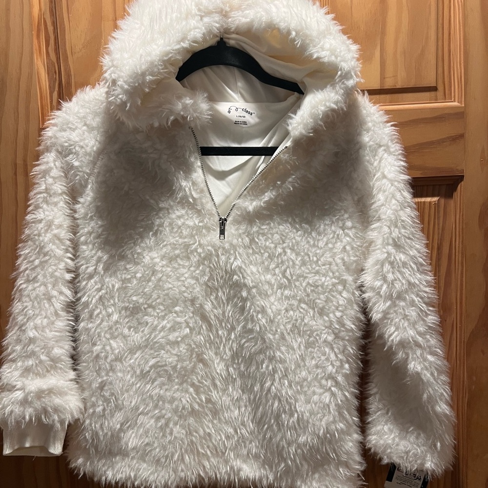art class White Faux-Fur Hoodie Puffer